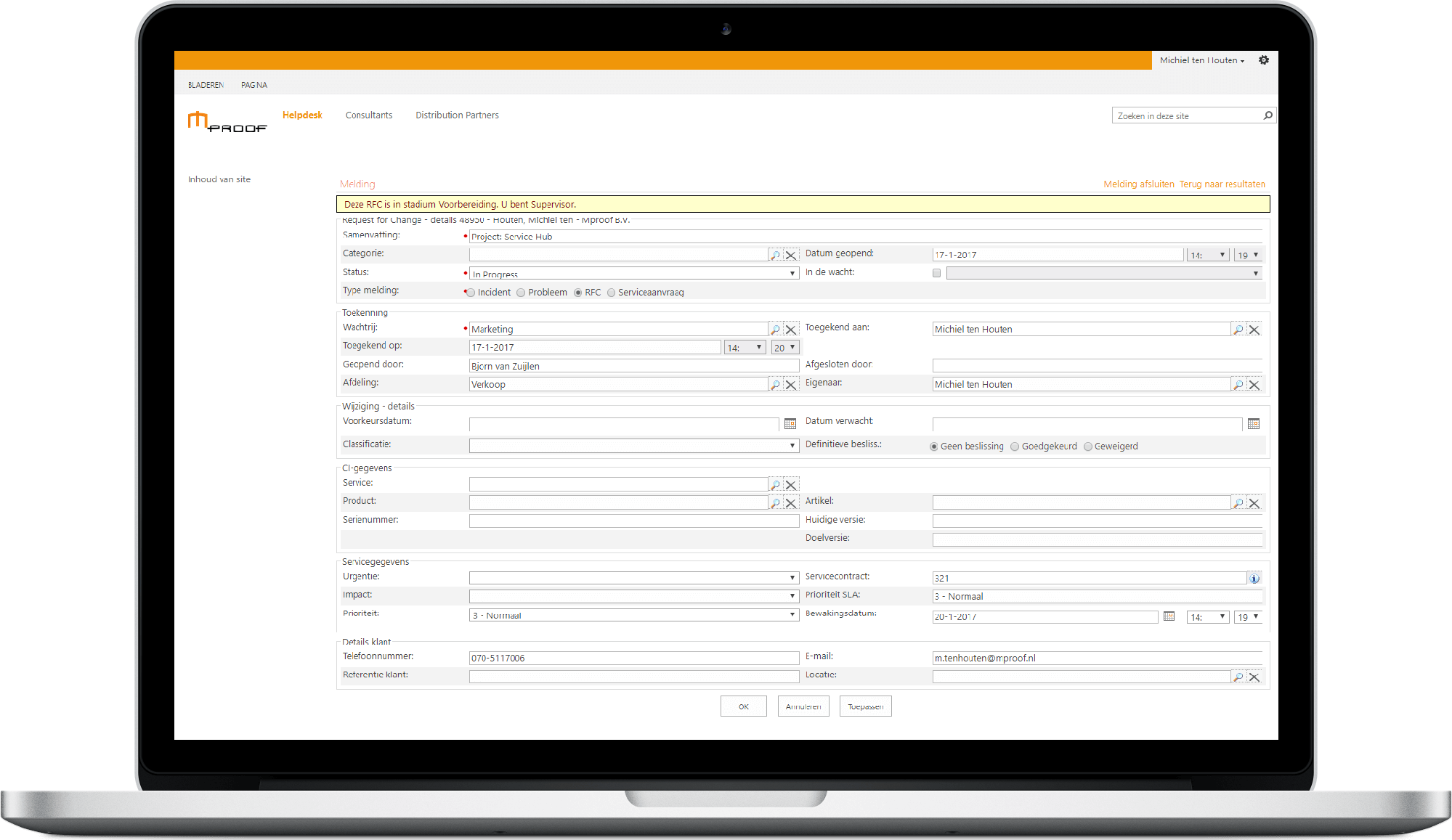 Met onze self-service software kan uw servicedesk eenvoudig zelf meldingen aanmaken en inzien.