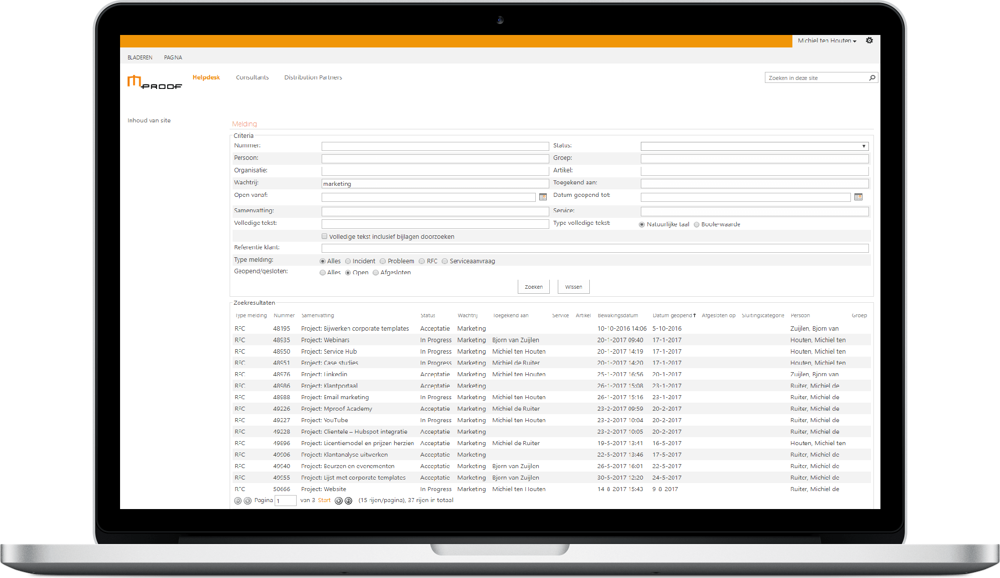 Dankzij de functie wachtrijen krijgt uw servicedesk eenvoudig grip op openstaande meldingen.